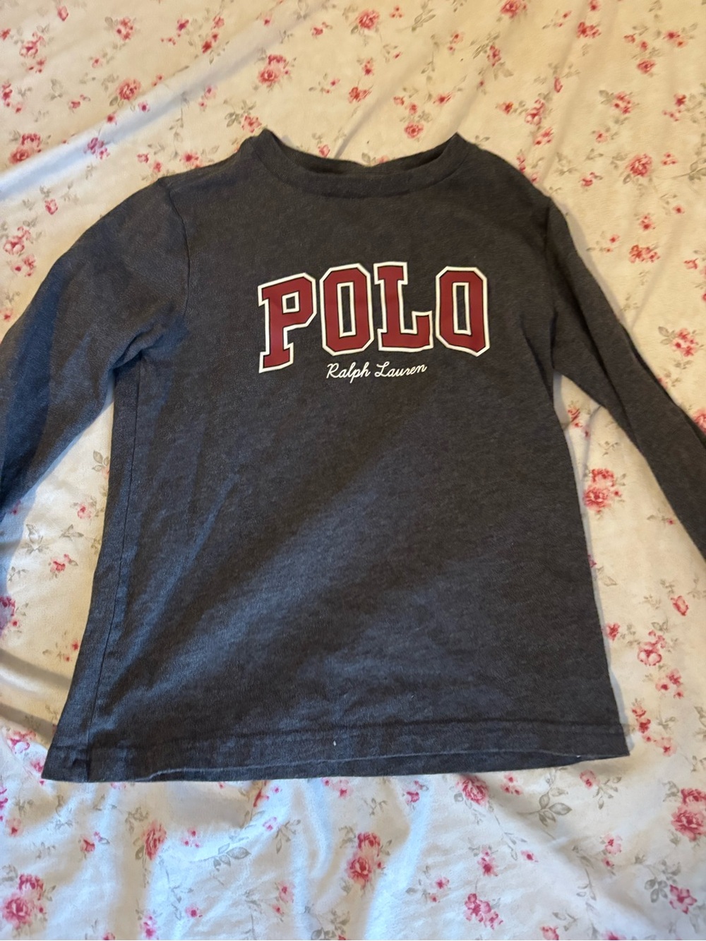 Polo by Ralph Lauren Kids Charcoal Long-Sleeve Tee with Red Logo